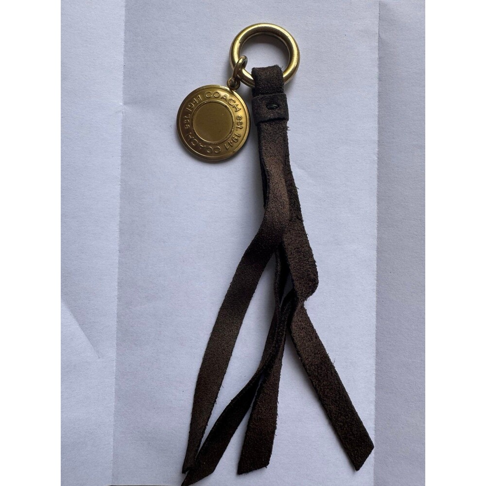 Coach 1941 suede Leather Tassel Keychain Charm hang tag